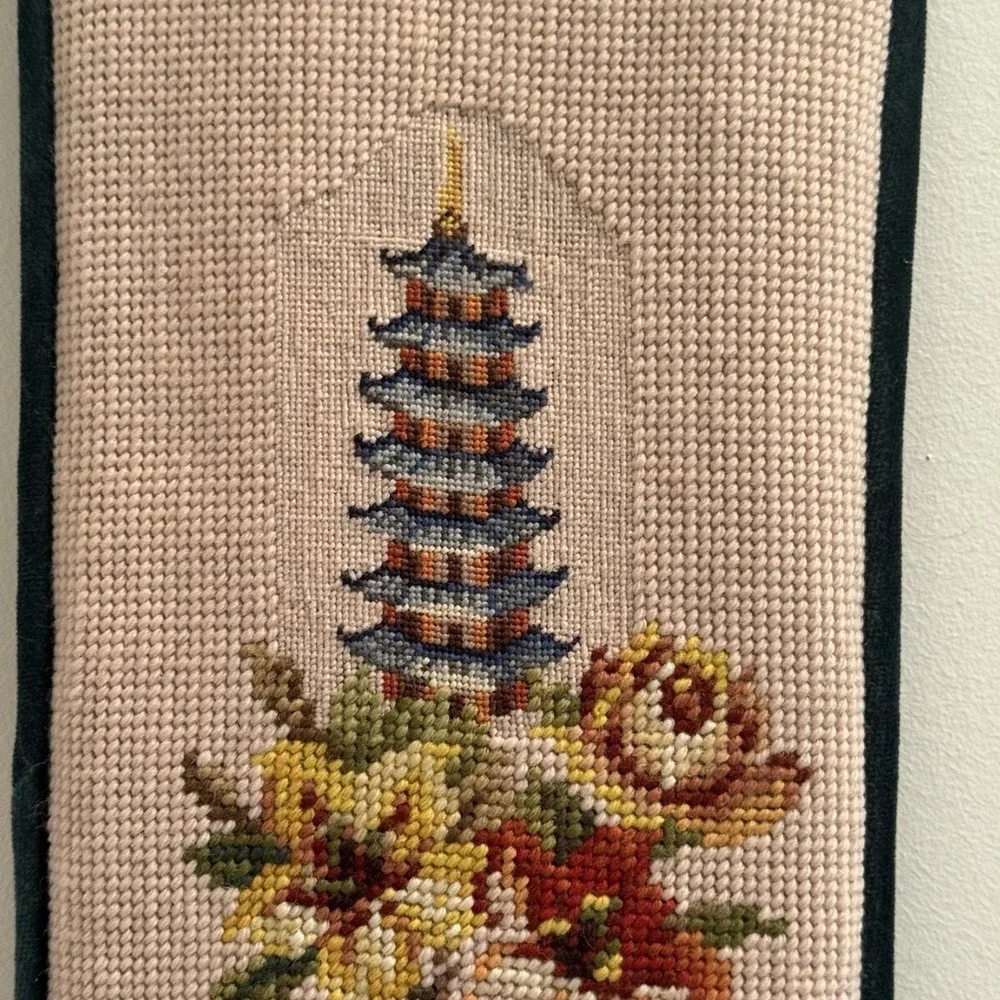 Vintage Handmade Needlepoint Bell Pull 51
